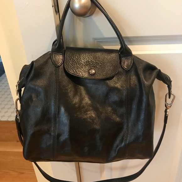 Longchamp Le Pliage Cuir Dyed Black Longchamp Le Pliage Cuir Dyed Black
